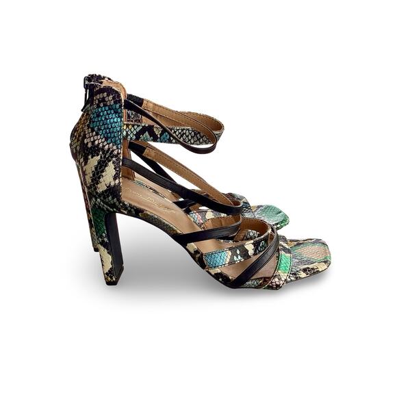 Anne Michelle Faux Snakeskin Metallic Heels - Picture 1 of 9